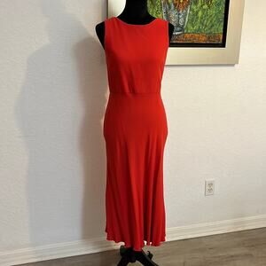 ANN TAYLOR Size 4 Small Dress Orange/Red, Tailored, Maxi